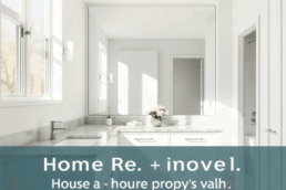 Bright modern bathroom with sleek fixtures, stylish vanity, large mirror, elegant tiles, and soft natural lighting.